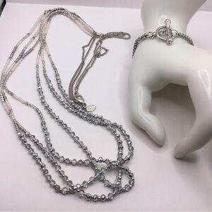 JEWELRY SET 🔥 EXPRESS Beaded Necklace & Silver Toggle Clasp Bracelet